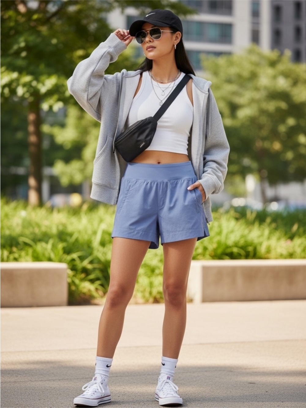 Athleta Trekkie North Shorts Periwinkle Blue Golf Hiking Casual Chic Sporty